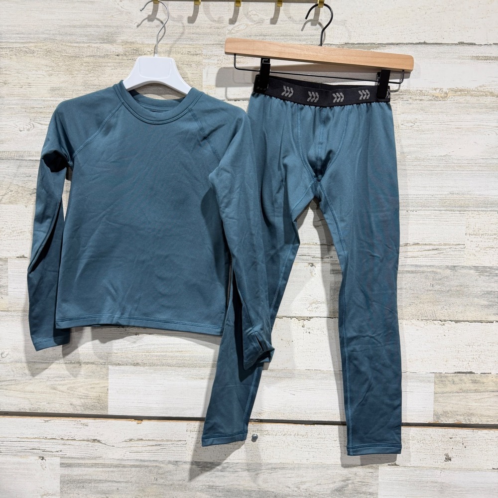 All In Motion Base Layer Set Boys Small 6/7 Teal Blue Athletic Thermal EUC